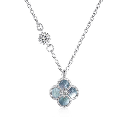 "Mist Petals" 925 Sterling Silver Mother-of-Pearl Clover Jewelry Set