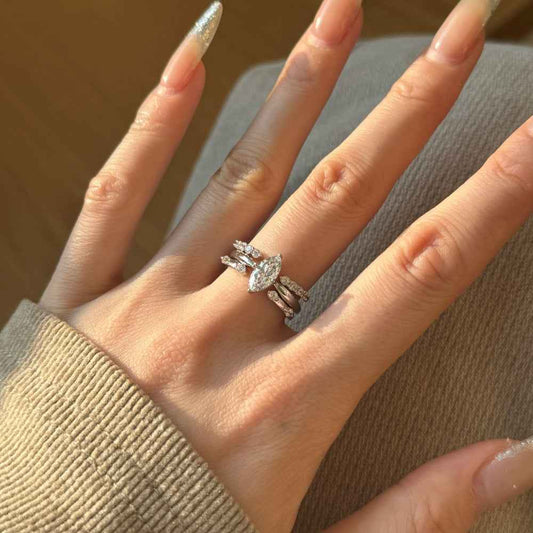 "Marquise Glow" 925 Sterling Silver Stacking Rings