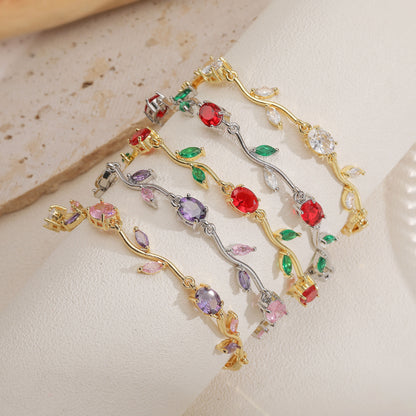 Tulip Reverie Gold-Plated Brass Multicolor Zircon Necklace / Bracelet