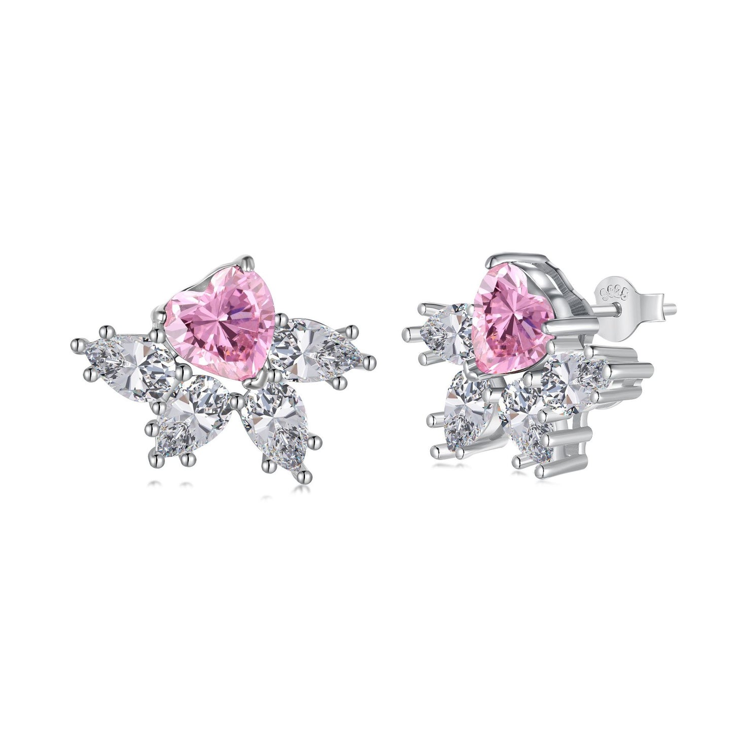 “Rouge Vow” S925 Sterling Silver Heart Zircon Jewelry Set (Necklace & Earrings)