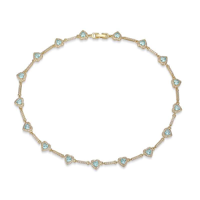 “Heartline” Gold-Tone Brass Colorful Zircon Heart Jewelry Set