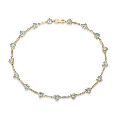 “Heartline” Gold-Tone Brass Colorful Zircon Heart Jewelry Set