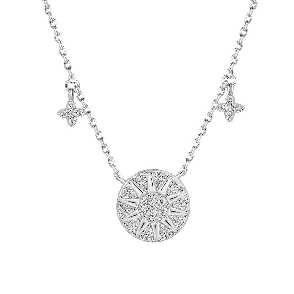 “Solar Éclat” 925 Sterling Silver Sun Disc Necklace