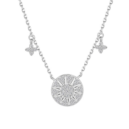 “Solar Éclat” 925 Sterling Silver Sun Disc Necklace