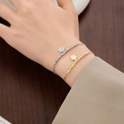“Blossom Fortune” 925 Sterling Silver Lucky Flower Charm Bracelet
