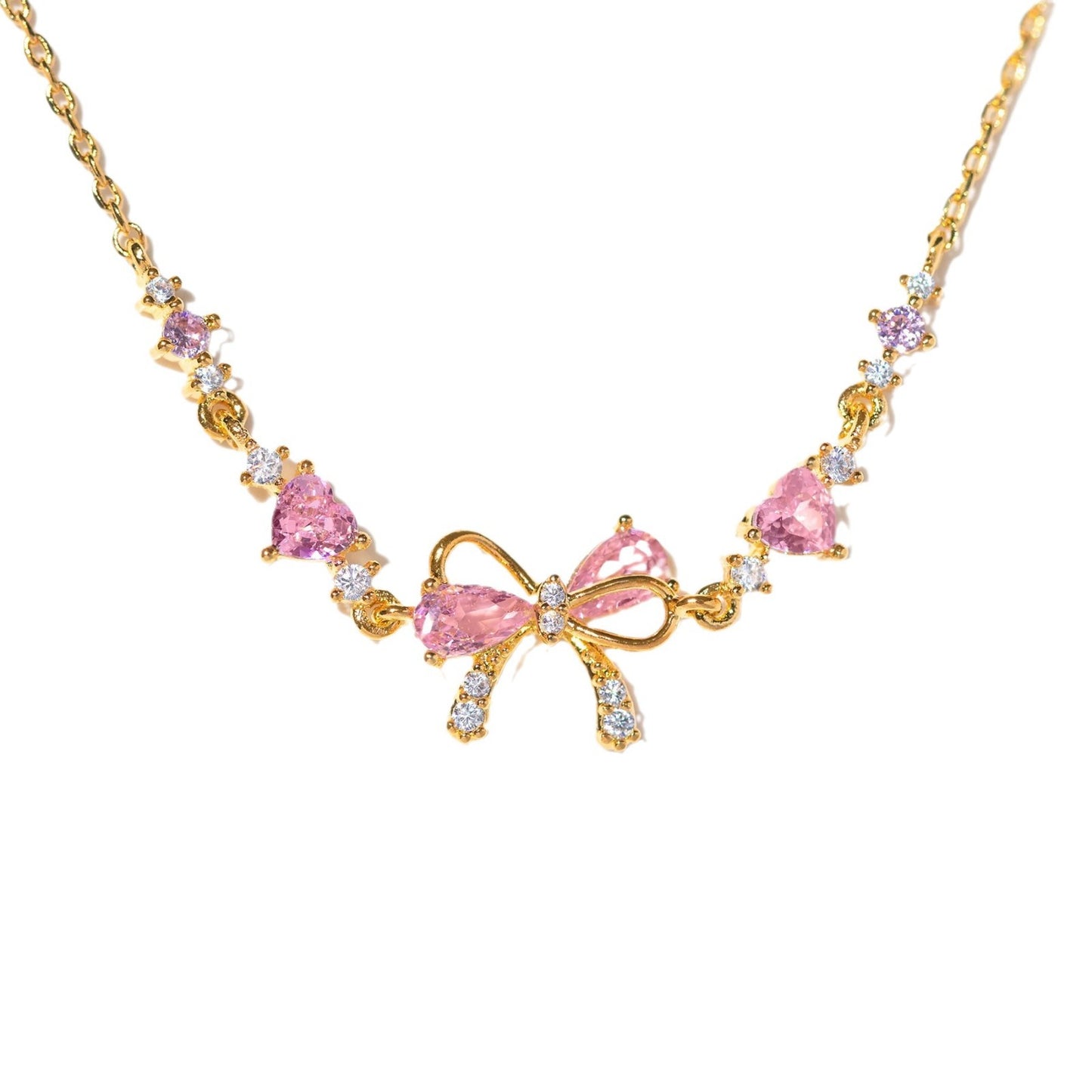 Amour Bow Brass Genuine Gold-Plated 3A Zircon Heart Bracelet
