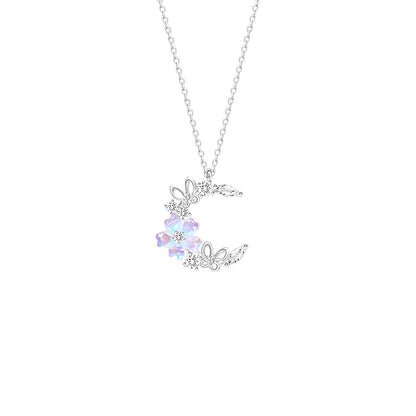 “Moon Sakura” S925 Sterling Silver Cherry Blossom Moon Jewelry Set