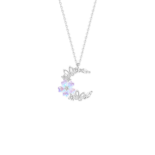 “Moon Sakura” S925 Sterling Silver Cherry Blossom Moon Jewelry Set