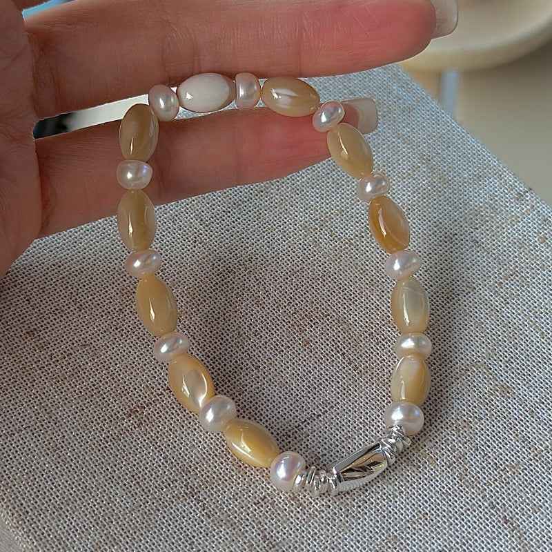“Soft Dune” S925 Sterling Silver Vintage Beaded Bracelet