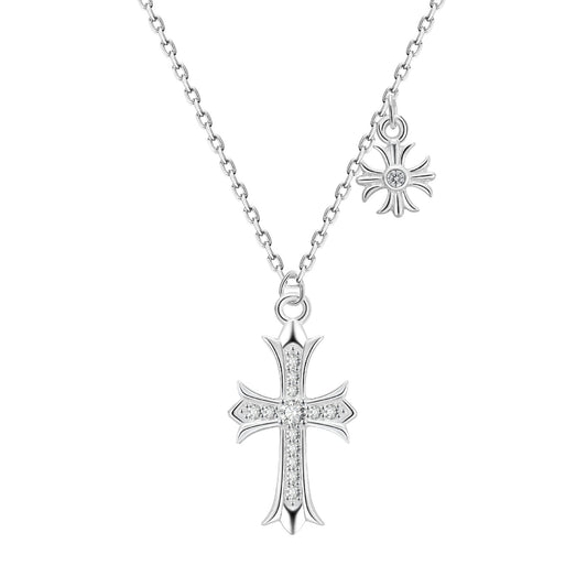 "Double Cross" 999 Pure Silver Necklace – Sweet-Cool Statement