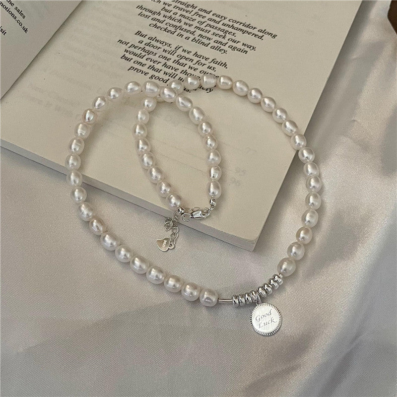 “Fortune Pearl” 925 Sterling Silver Freshwater Pearl Necklace & Bracelet Set