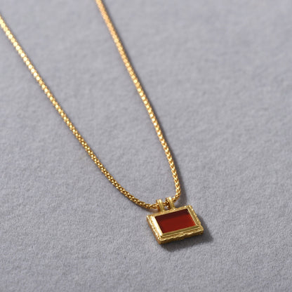 Scarlet Frame 18K Gold-Plated Brass Red Agate Necklace
