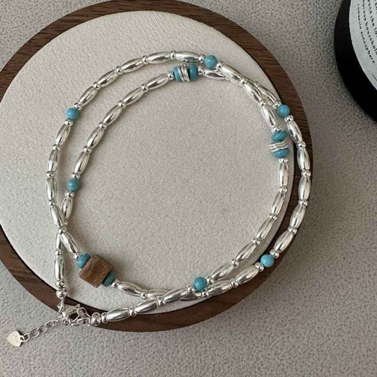"Turquoise Bead" 925 Sterling Silver Necklace