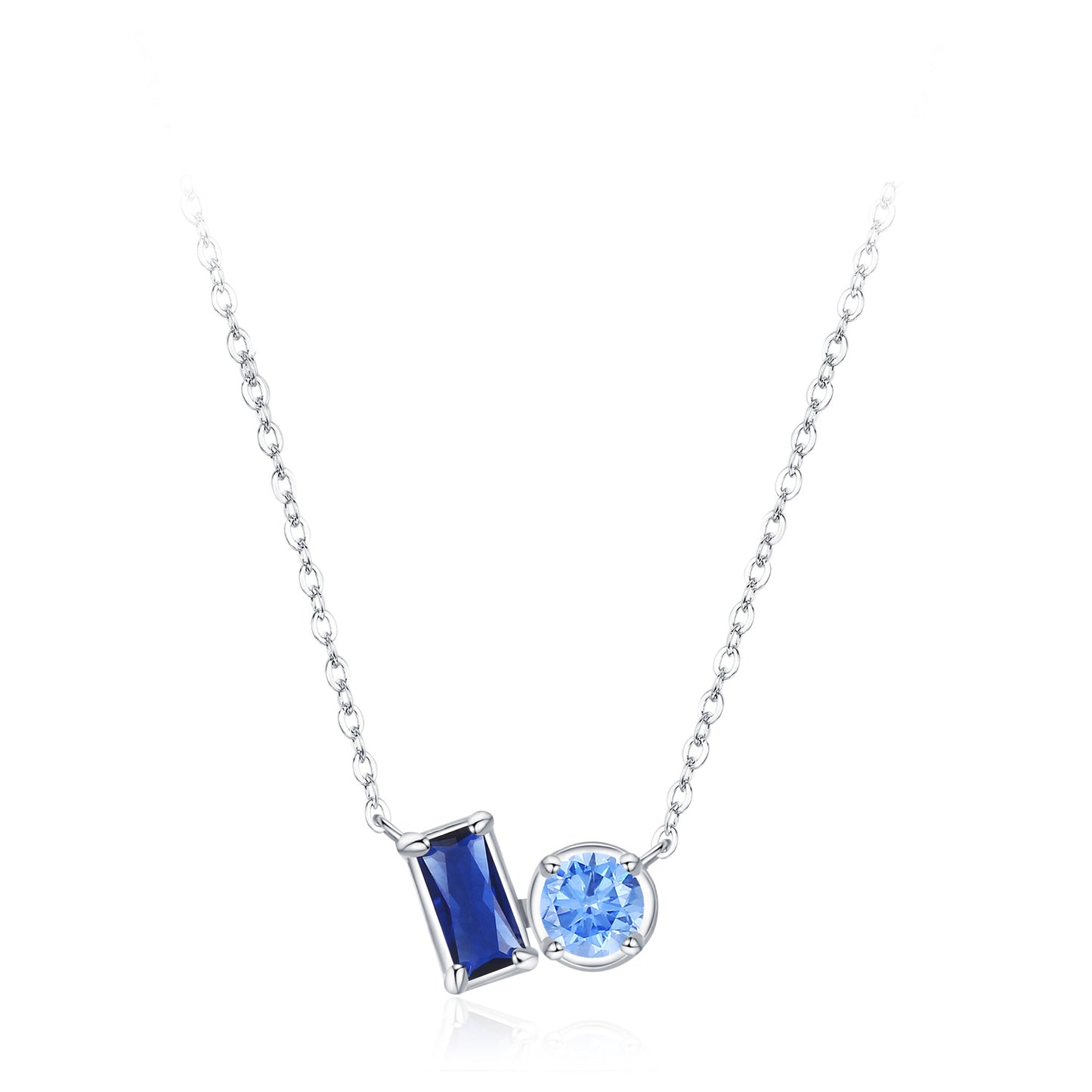 “Sapphire Poise” 925 Sterling Silver Blue Baguette & Round-Cut Jewelry Set
