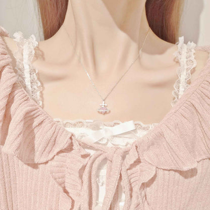 “Celestia Orbit” 925 Sterling Silver Saturn Heart Moissanite Necklace