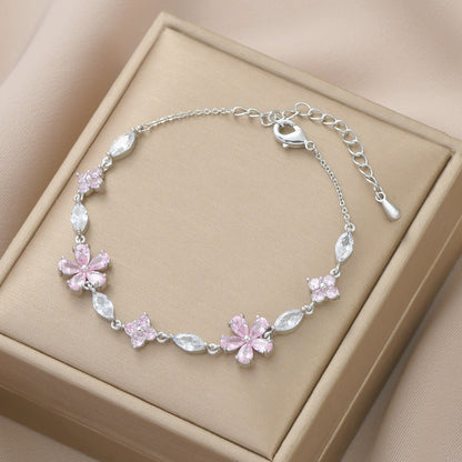 Sakura Élise Brass Genuine Gold-Plated 3A Zircon Floral Bracelet