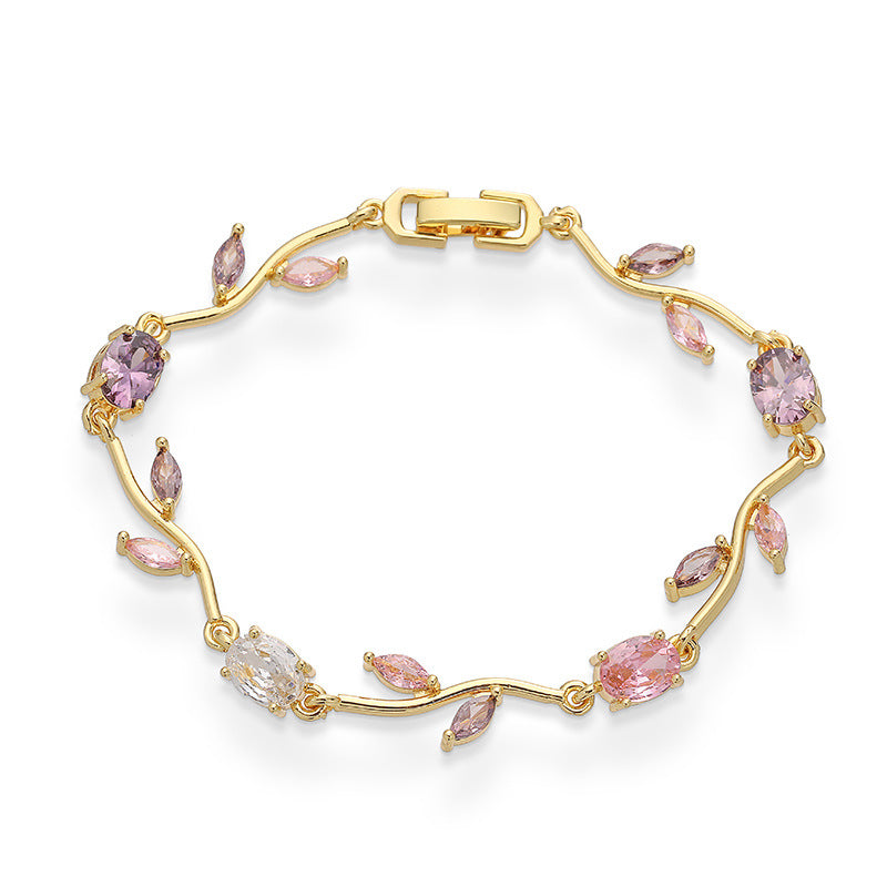 Tulip Reverie Gold-Plated Brass Multicolor Zircon Necklace / Bracelet