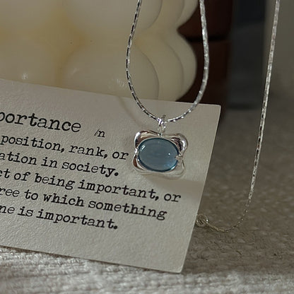 "Ocean Breeze" S925 Sterling Silver Aquamarine Necklace