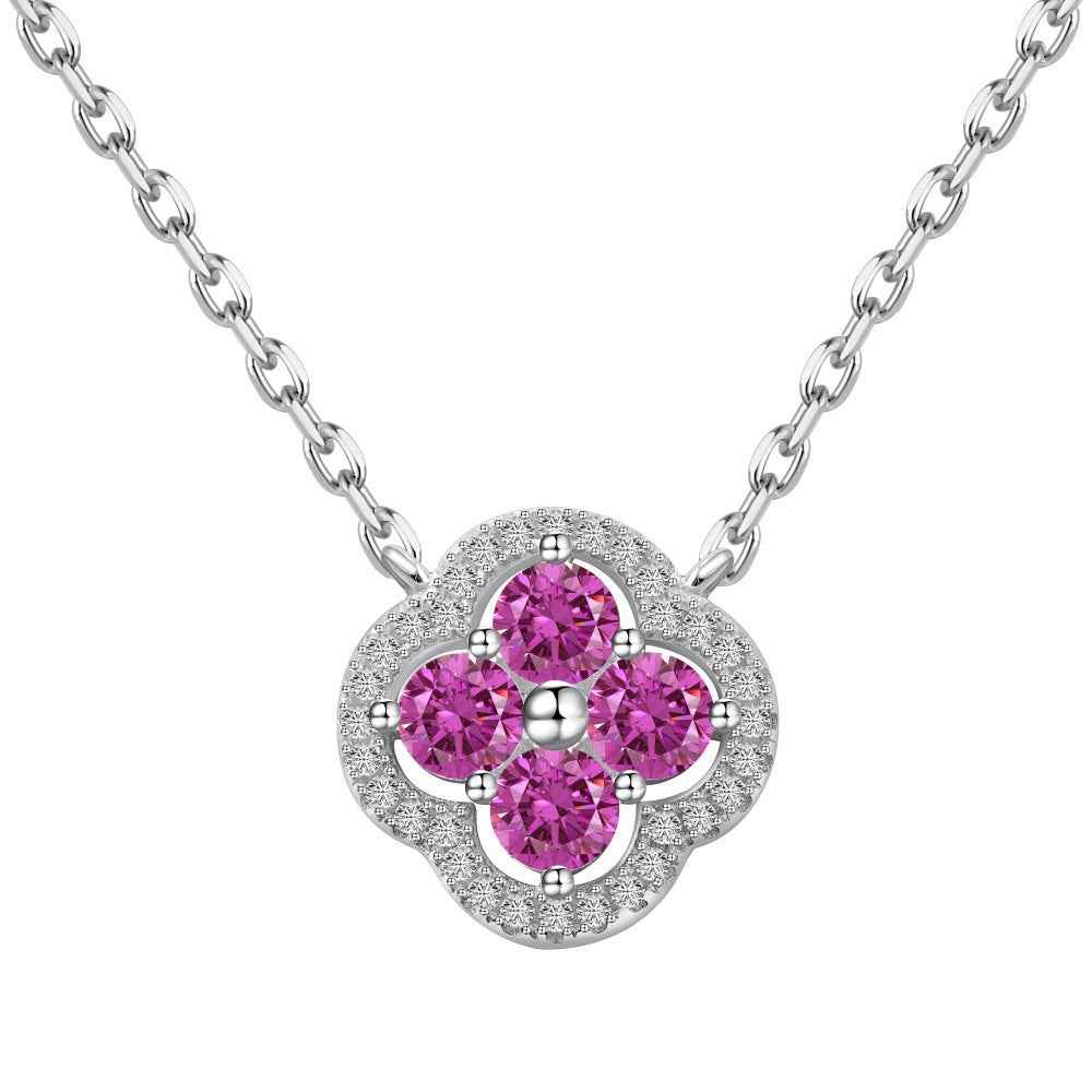 “Everluck Petal” 925 Sterling Silver Four-Petal Zircon Jewelry Set