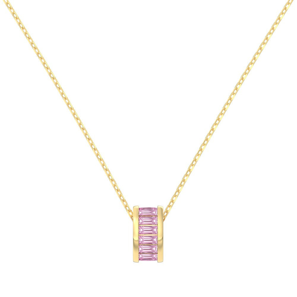 "Fairy Blush" 925 Sterling Silver Pink Zircon Pendant Necklace