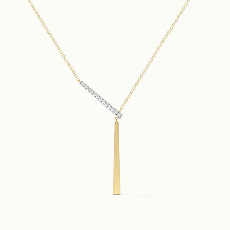 “Linear Éclat” S925 Sterling Silver Geometric Bar Pendant Necklace