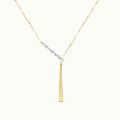 “Linear Éclat” S925 Sterling Silver Geometric Bar Pendant Necklace