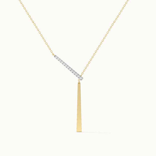 “Linear Éclat” S925 Sterling Silver Geometric Bar Pendant Necklace