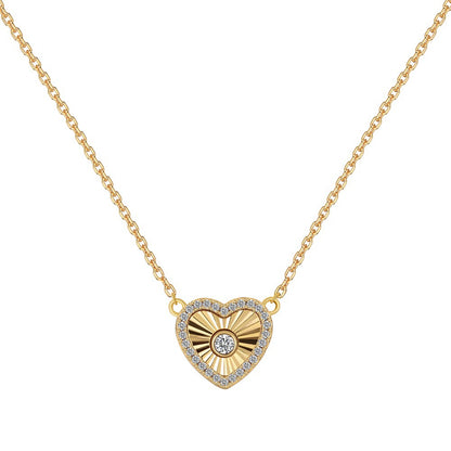 “Radiant Heart” S925 Sterling Silver Heart Jewelry Set (Necklace & Stud Earrings)