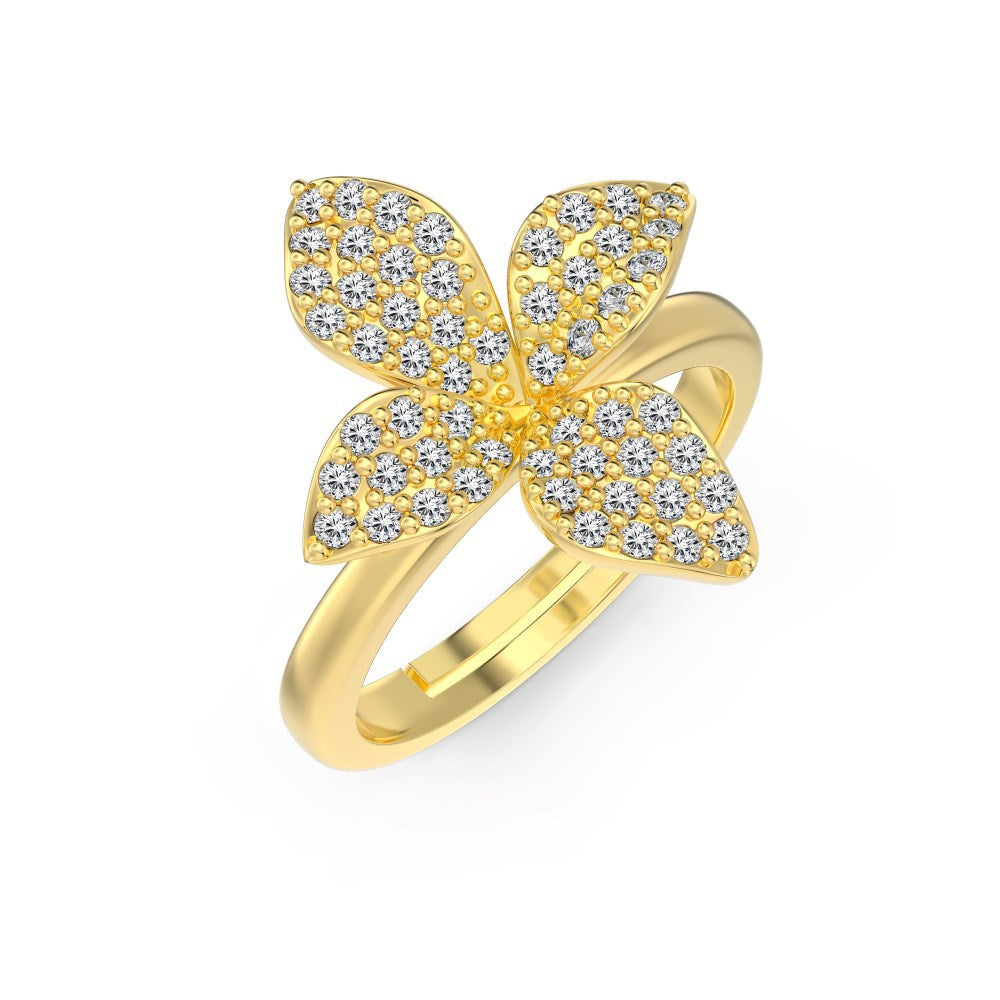 “Aurelia Bloom” S925 Sterling Silver Pavé Flower Jewelry Set