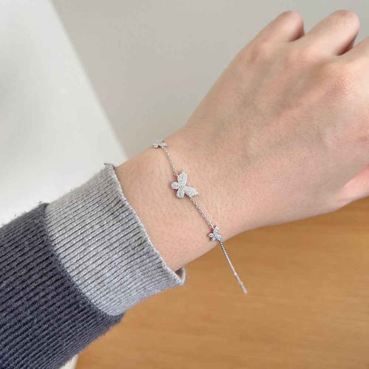 “Flutter Shine” 925 Sterling Silver Butterfly Moissanite Bracelet