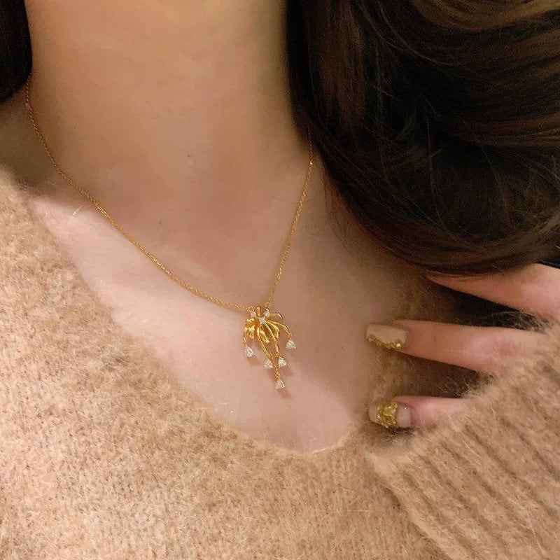 "Sparkling Fireworks" 925 Sterling Silver Tassel Necklace