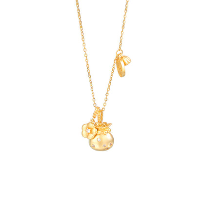 “Fortune Bloom” S925 Sterling Silver Lucky Pouch Necklace