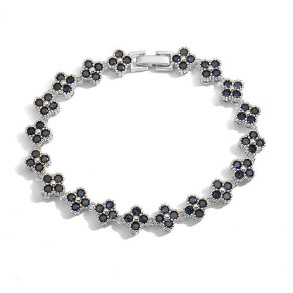 Clover Royale Brass 18K Gold-Plated 3A Zircon Floral Necklace & Bracelet Set