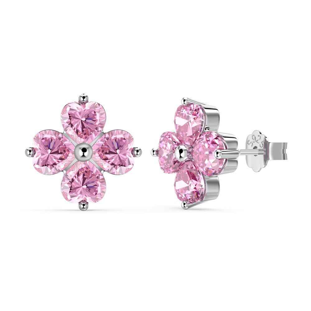 "Sakura Heart" 925 Sterling Silver Pink Zircon Jewelry Set