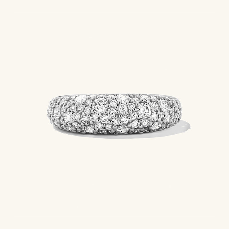 "Luxe Aurora" 925 Sterling Silver Pavé Wide-Band Ring