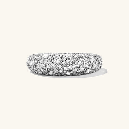 "Luxe Aurora" 925 Sterling Silver Pavé Wide-Band Ring