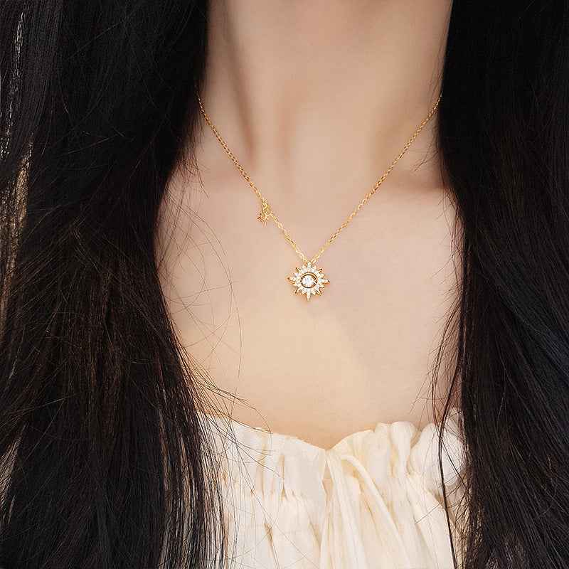 “Solaris Bloom” S925 Sterling Silver Dancing Sun Necklace