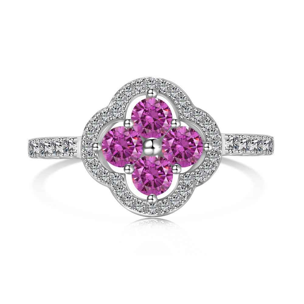 “Everluck Petal” 925 Sterling Silver Four-Petal Zircon Jewelry Set