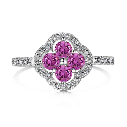 “Everluck Petal” 925 Sterling Silver Four-Petal Zircon Jewelry Set