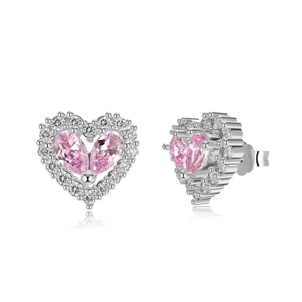 "Twin Hearts" 925 Sterling Silver Heart-Cut Zircon Jewelry Set
