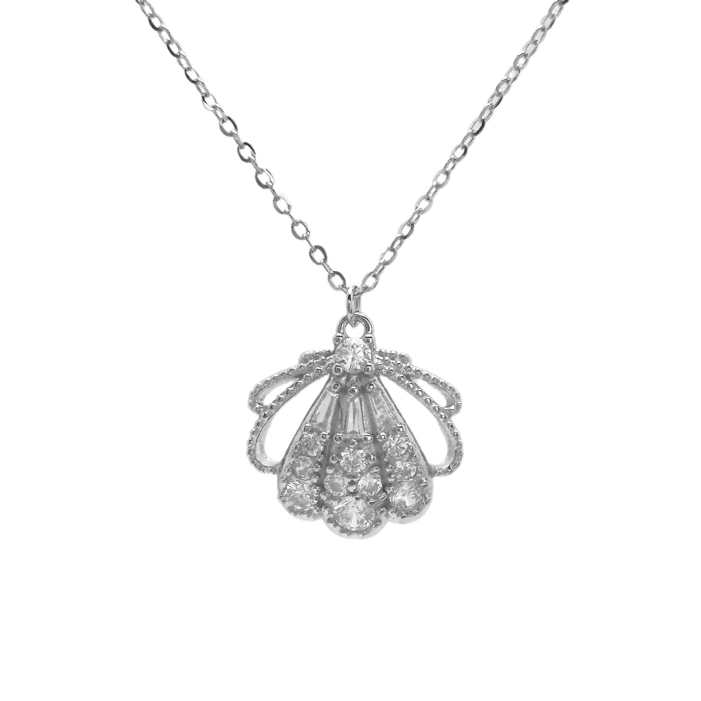 “Coquille Lumière” S925 Sterling Silver Openwork Shell Necklace