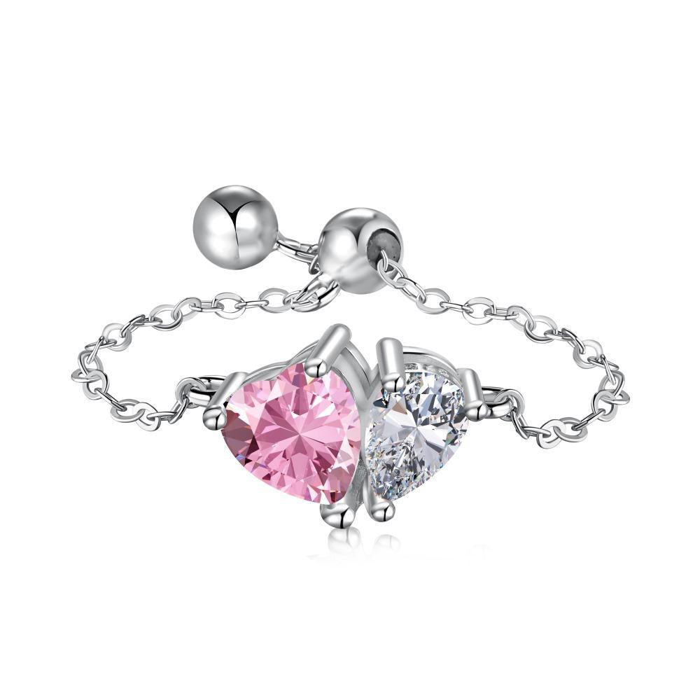 "Heart Drop" S925 Sterling Silver Adjustable Chain Ring