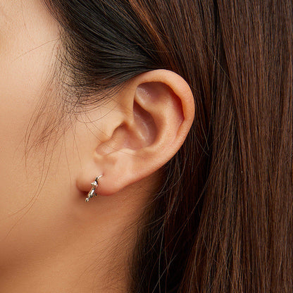 “Stretching Cat” S925 Sterling Silver Huggie Earrings