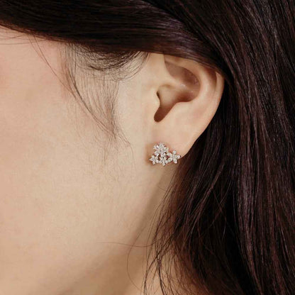 "Crystal Snowfall" 925 Sterling Silver Star & Snowflake Stud Earrings