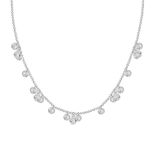 Stellar Tears 925 Sterling Silber Zirkon Halskette – Rund &amp; Tropfen Design 