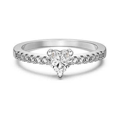 “Heartlit Promise” 925 Sterling Silver 0.5CT Heart Moissanite Ring