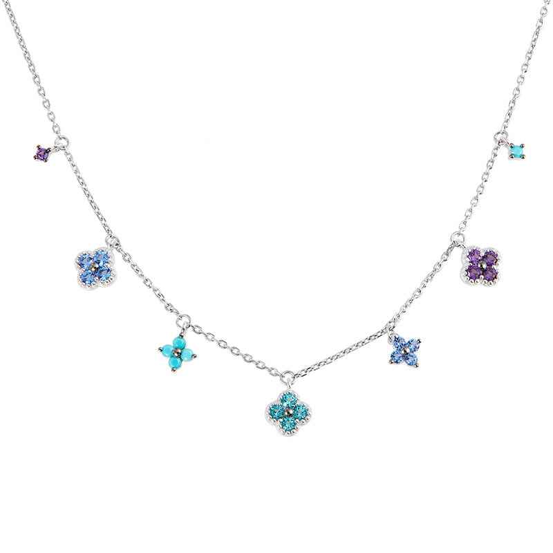 “Lucky Clover Garden” Sterling Silver Gemstone Necklace & Bracelet Set