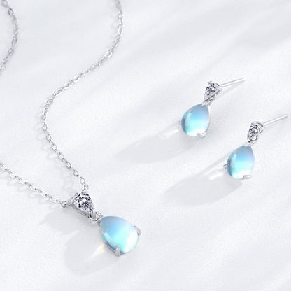 “Luna Drop” 925 Sterling Silver Moonstone Jewelry Set