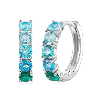 “Emerald Tide” S925 Sterling Silver Gradient Green Huggie Earrings