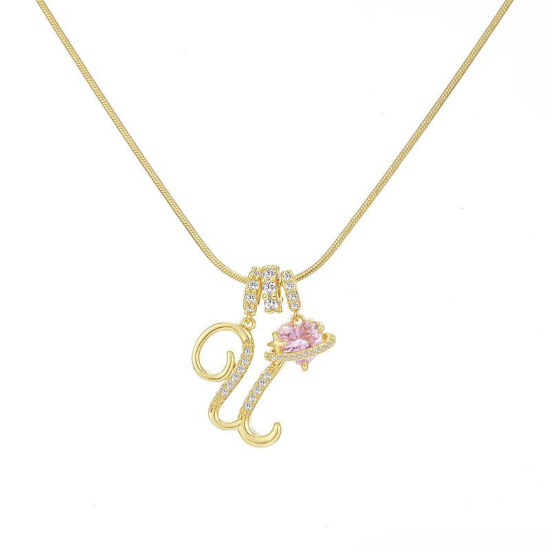 “Celestial Initial” Gold Plated Brass Alphabet Pendant Necklace